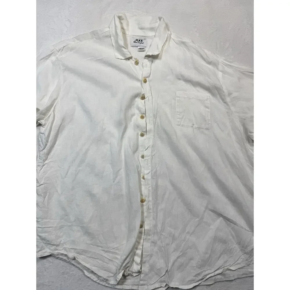 Vintage FLAX by Jeanne Engelhart Oversize Linen Shirt White Sz XL Long Sleeve - Picture 4 of 7